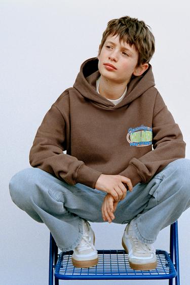SLOGAN PRINT HOODIE - Brown by Zara