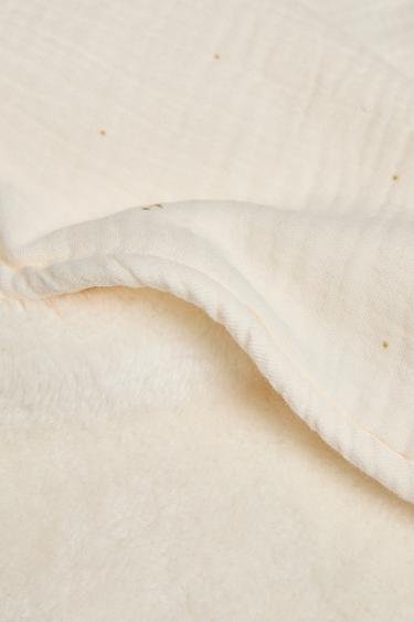 KIDS' FLORAL FLEECE AND MUSLIN BLANKET - Ecru by Zara - Image 2