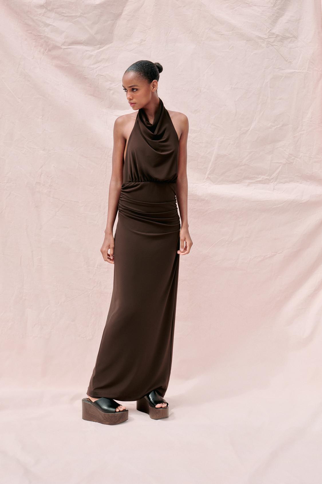 LONG OPEN BACK HALTER DRESS