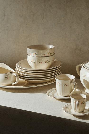 FLORAL PORCELAIN TABLEWARE - Pearl / Beige by Zara