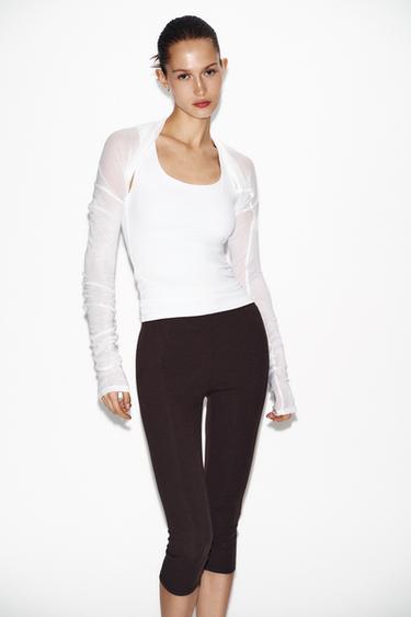 WIDE STRAP POLYAMIDE T-SHIRT - White by Zara