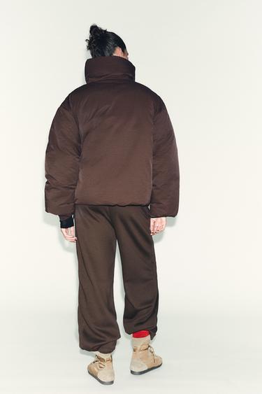 SHORT QUILTED ANORAK WITH WATER AND WIND PROTECTION - Dark brown by Zara - Image 4