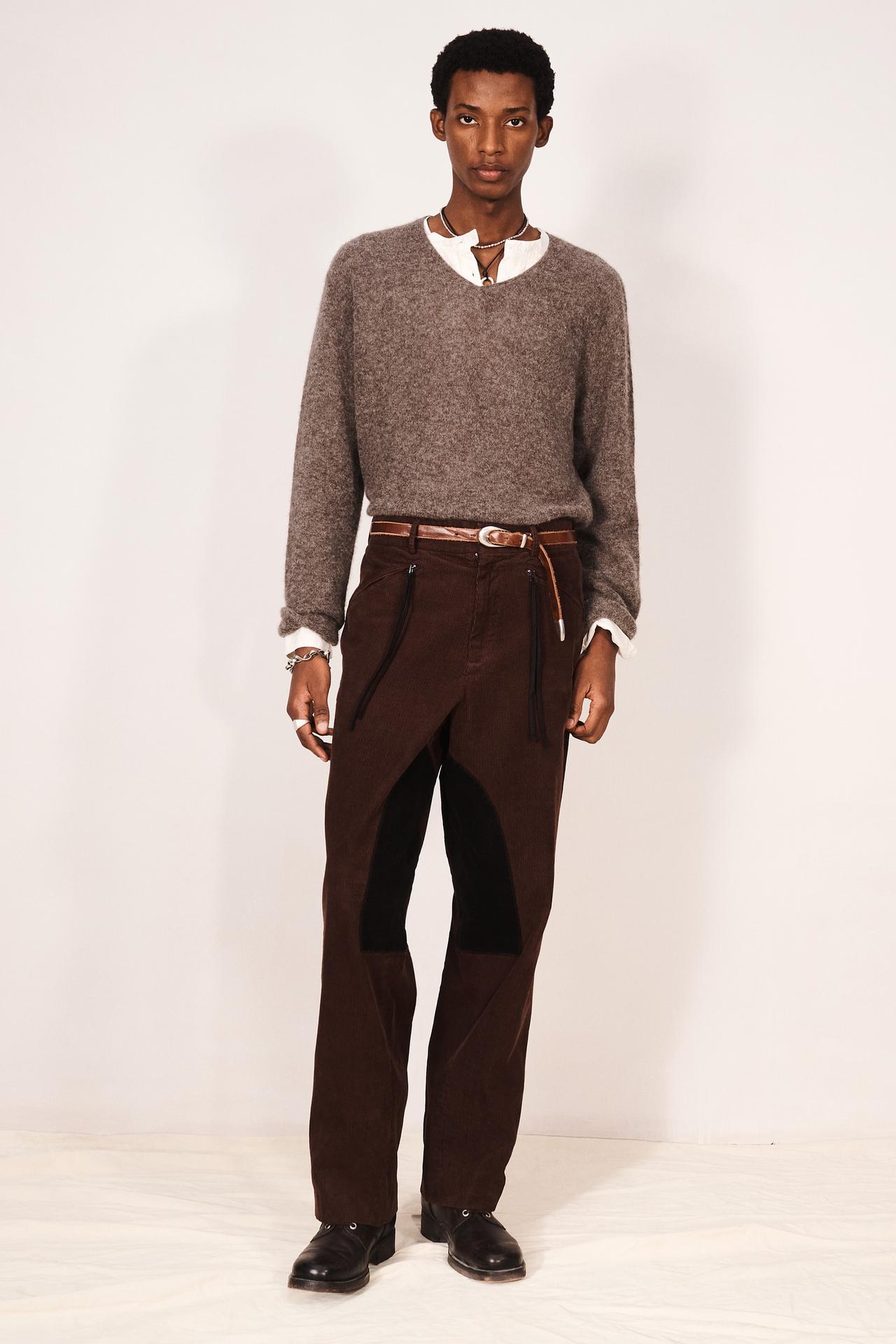 CONTRAST CORDUROY RELAXED FIT TROUSERS