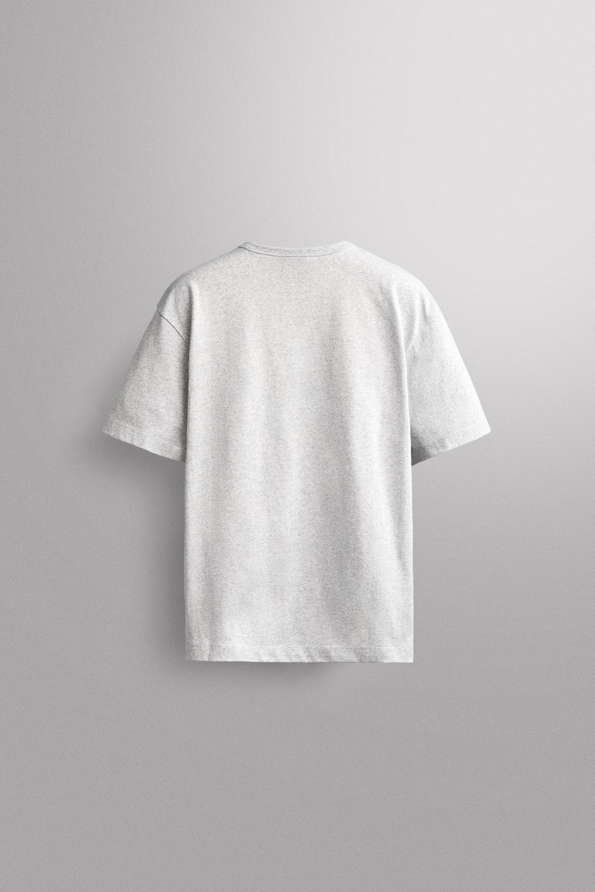 PRINTED TEXT COTTON T-SHIRT — Gray marl
