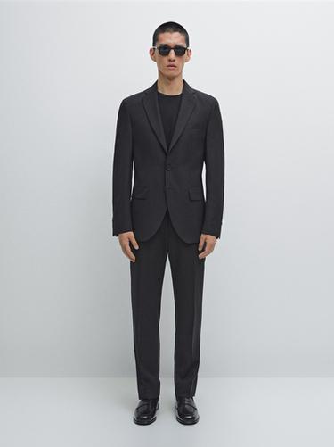 Veste de costume 100 % laine - Noir de Zara - Image 0