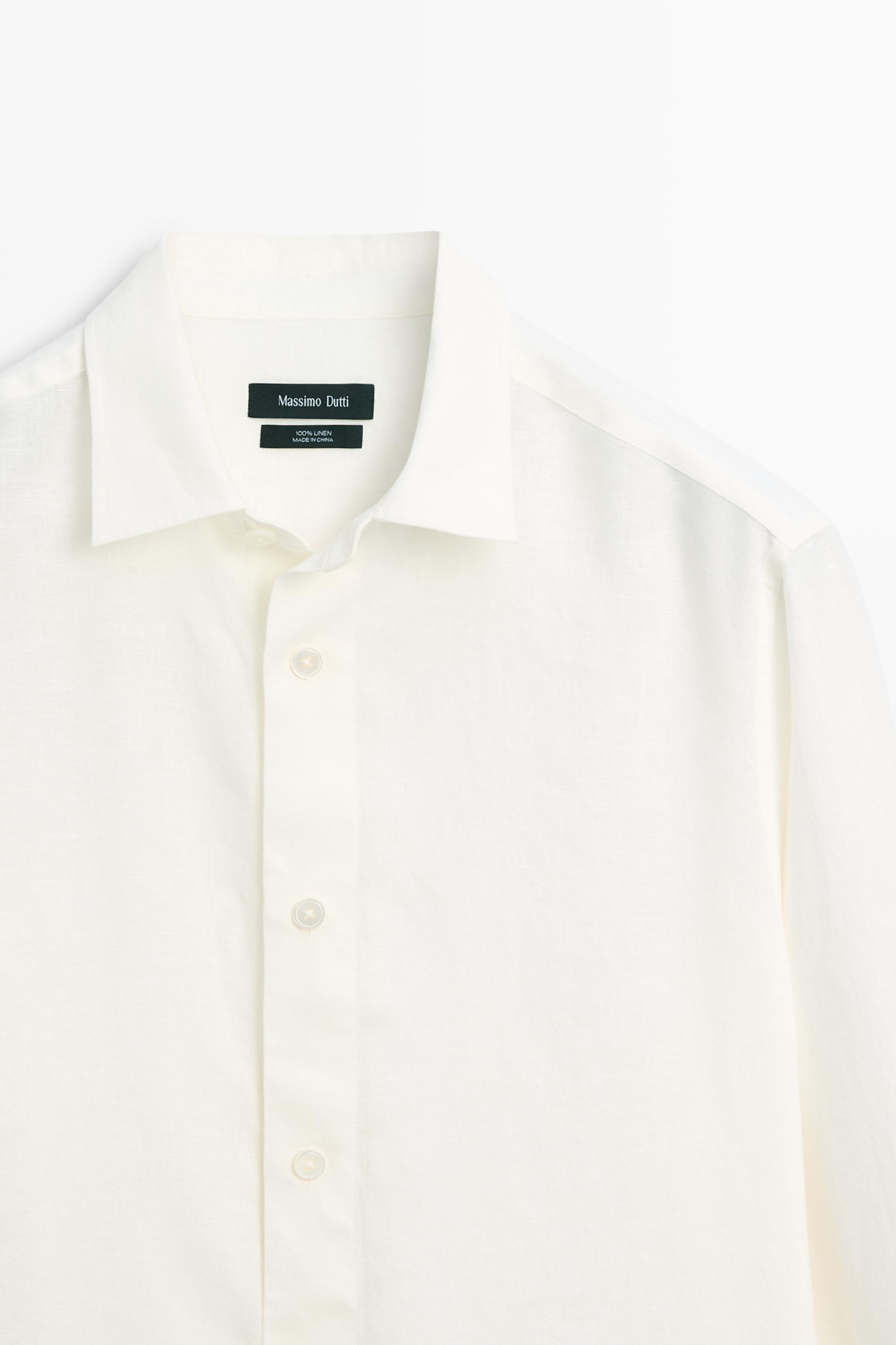 100% linen regular fit shirt — Ecru