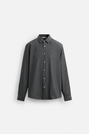 CAMISA ESTRUCTURA ALGODÓN - Gris Antracita de Zara - Imagen 0