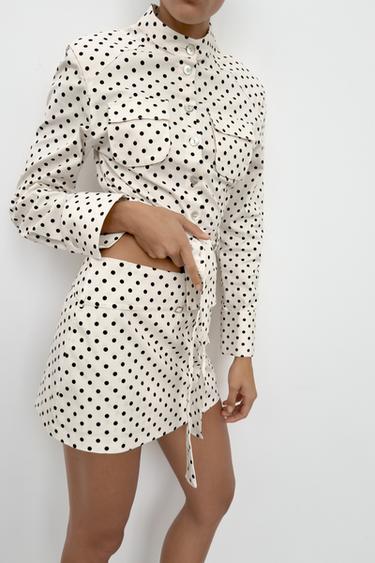 Zara BELTED SKORT - Black / White