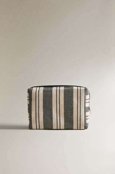 TROUSSE DE TOILETTE COTON RAYURES - Noir de Zara
