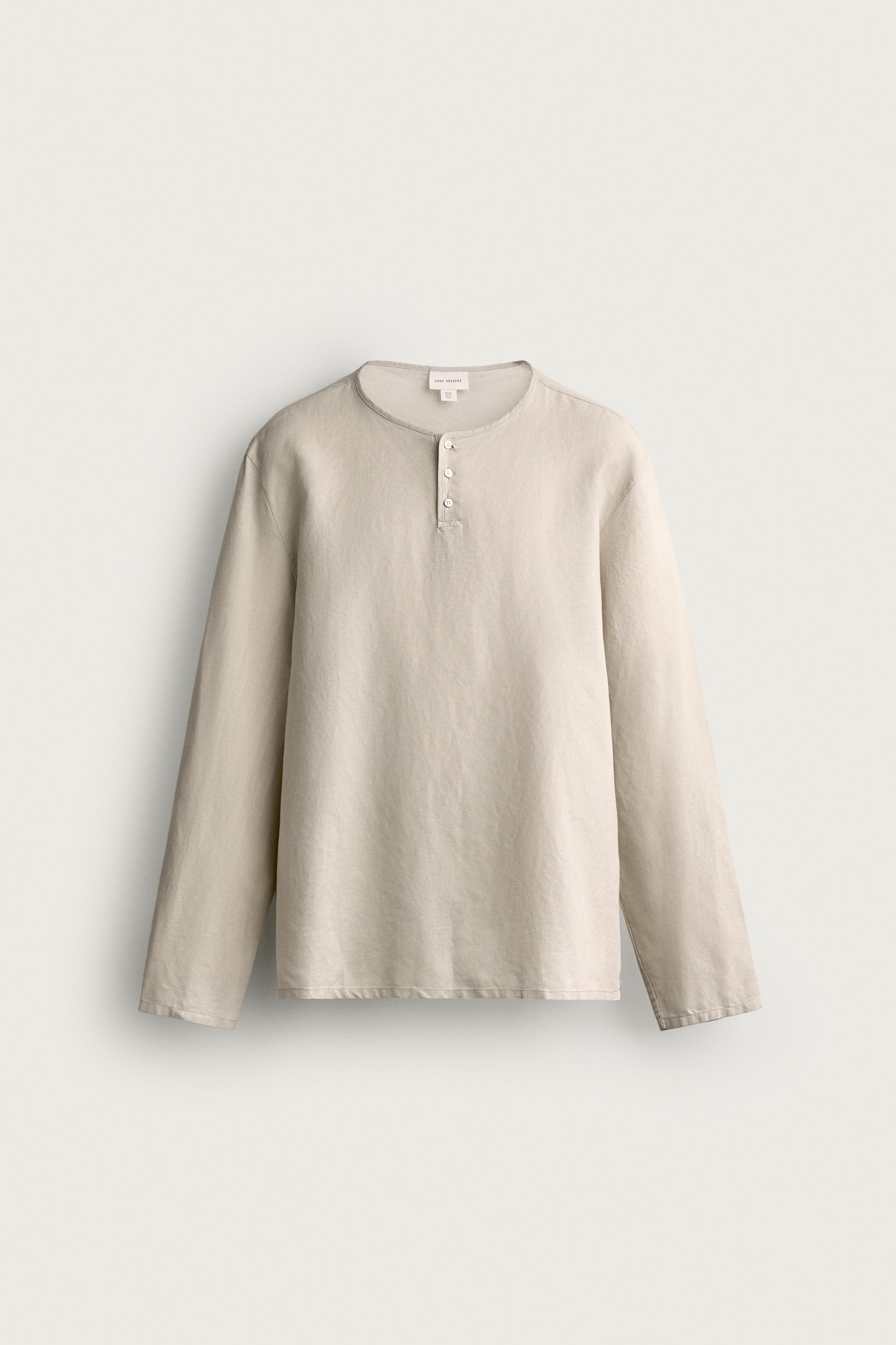 HEMP - COTTON HENLEY SHIRT — Sand