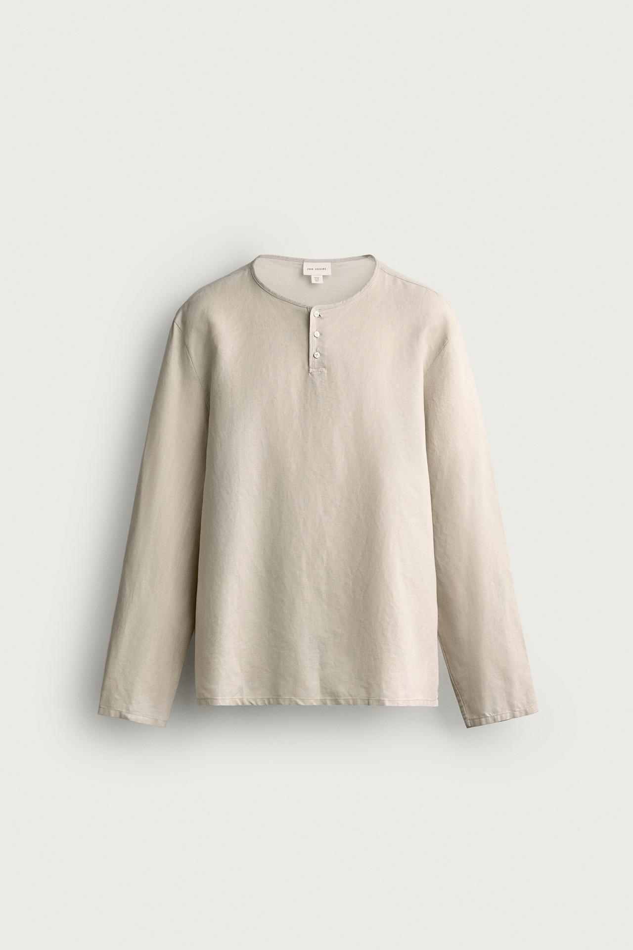 HEMP - COTTON HENLEY SHIRT — Sand
