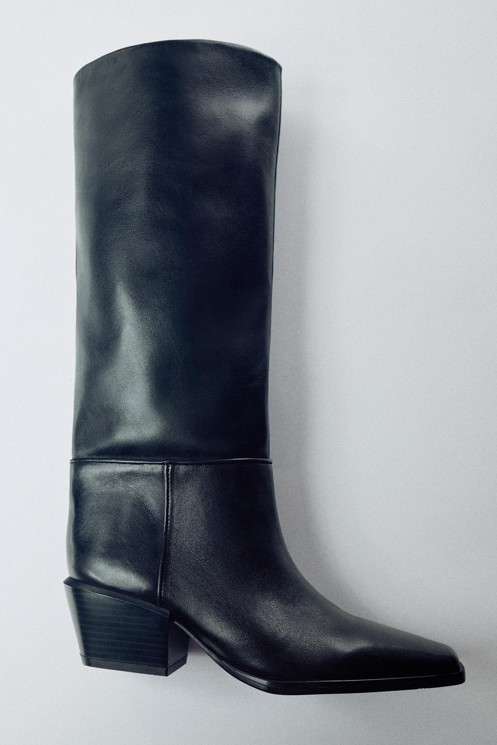 LEATHER BLOCK HEELED BOOT