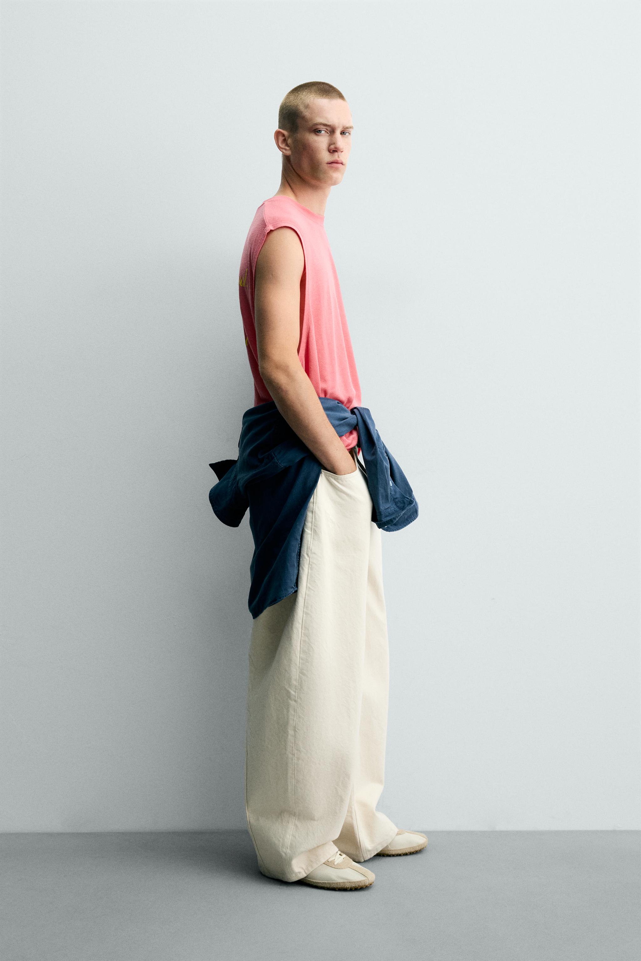 Мужские топы Zara RELAXED FIT GRAPHIC TANK TOP — фото 4