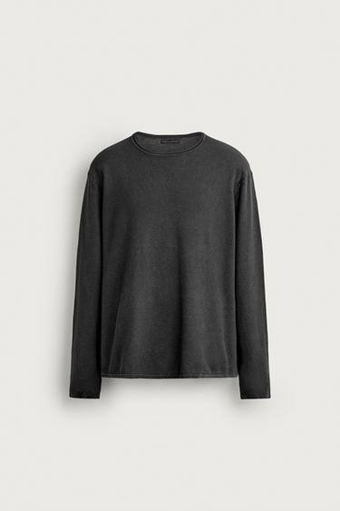 워싱 스트럭처 릴렉스핏 스웨터 - Zara 워싱 블랙