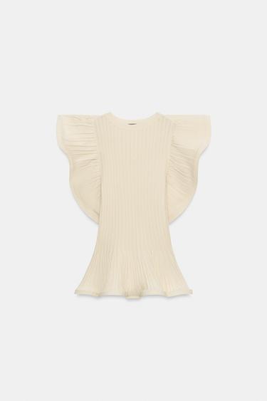 TOP PUNTO ACABADOS ONDULADOS - Crudo de Zara