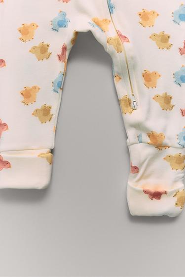 BIRD PRINT CONVERTIBLE FOOT SLEEPSUIT - Ecru by Zara