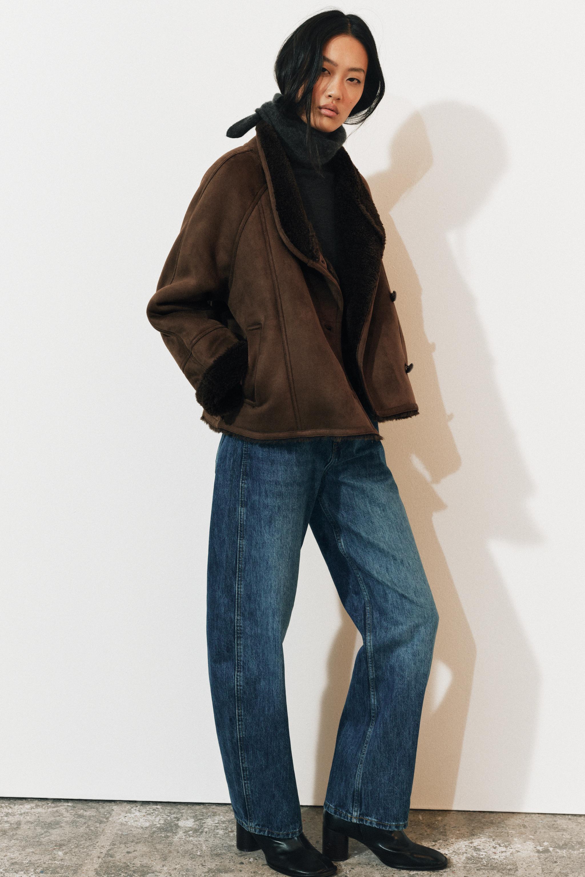 ZWコレクション コンビフェイクファージャケット - ブラウン | ZARA