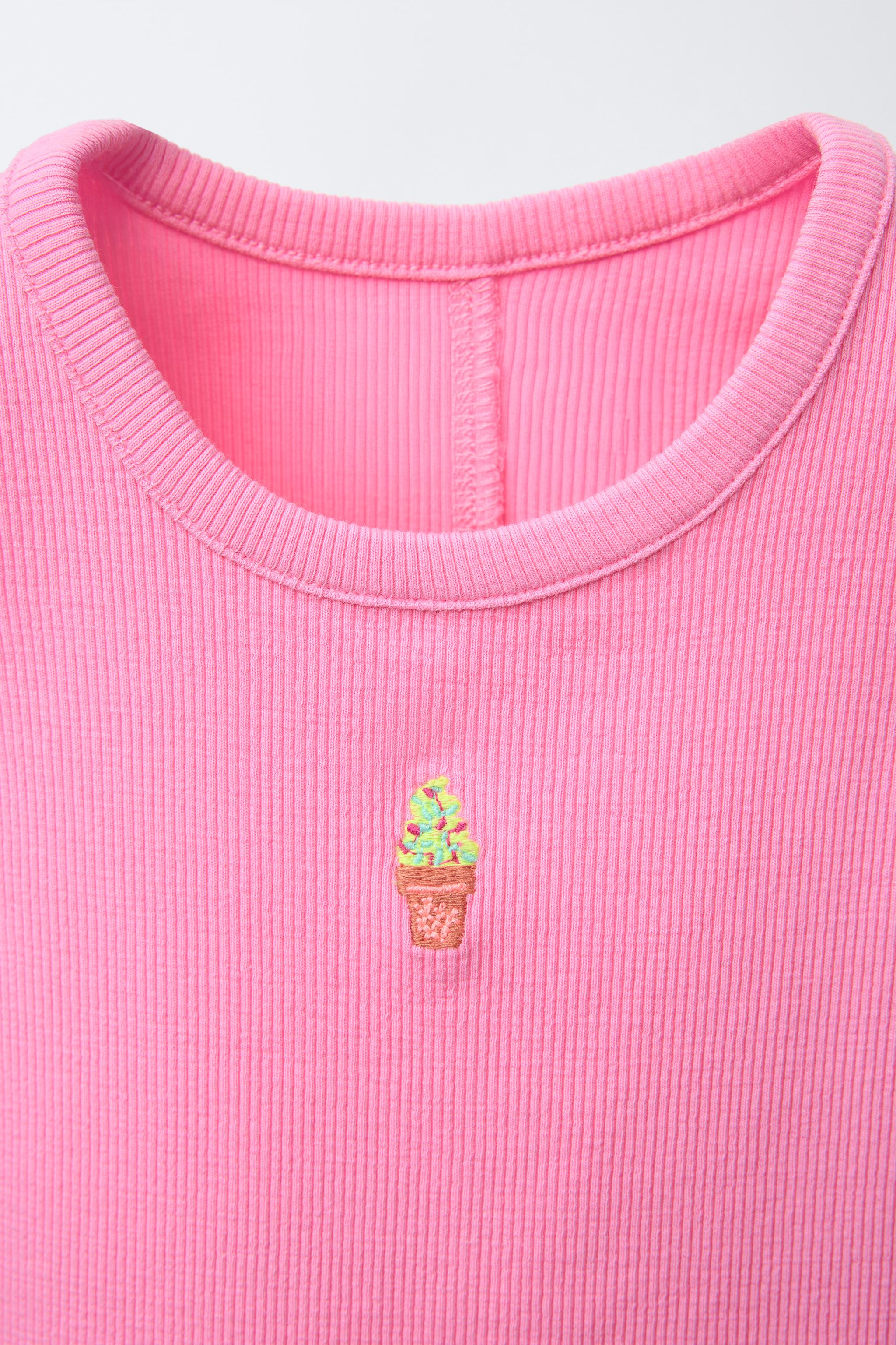 T-SHIRT RIB VOLANTS BRODÉ