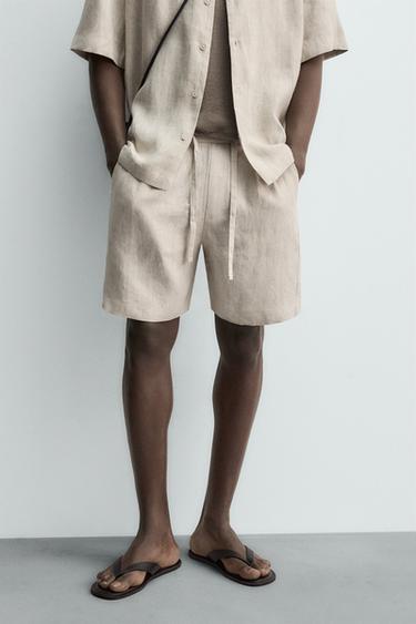 ШОРТЫ RELAXED FIT ИЗ 100% ЛЬНА — СВЕТЛО-БЕЖЕВЫЙ от Zara