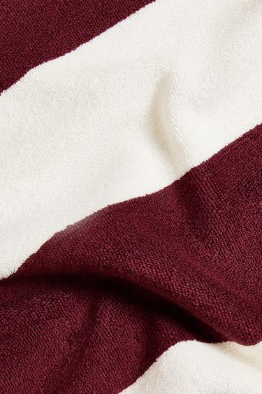 COTTON TERRY BEACH TOWEL WITH WIDE STRIPES - bordeaux/ecru by Zara - Image 4