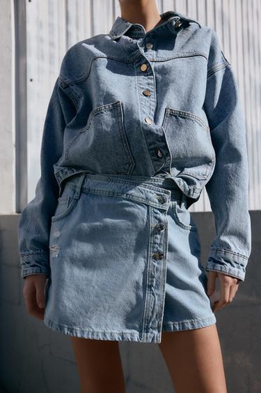 FALDA PANTALÓN Z1975 DENIM ROTOS - Azul claro de Zara