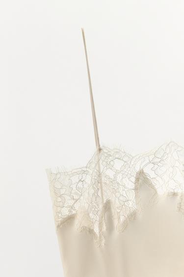 LACE CAMISOLE MIDI DRESS - Ecru by Zara - Image 6