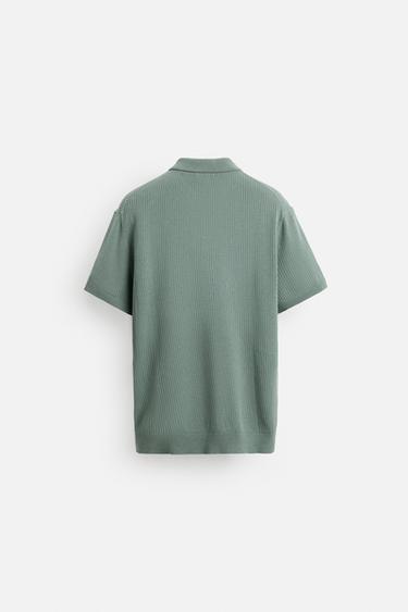 RIB KNIT POLO SHIRT - Blue green by Zara - Image 7