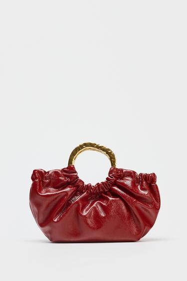 SACA DE MANO FRUNCIDA - Rojo de Zara - Imagen 0