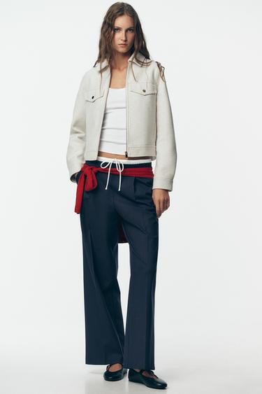 Zara SOFT ZIPPER JACKET - Ecru