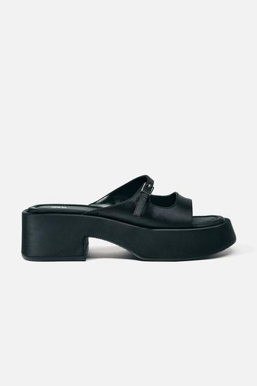 PLATFORM SANDALS WITH BOWS - Black by Zara