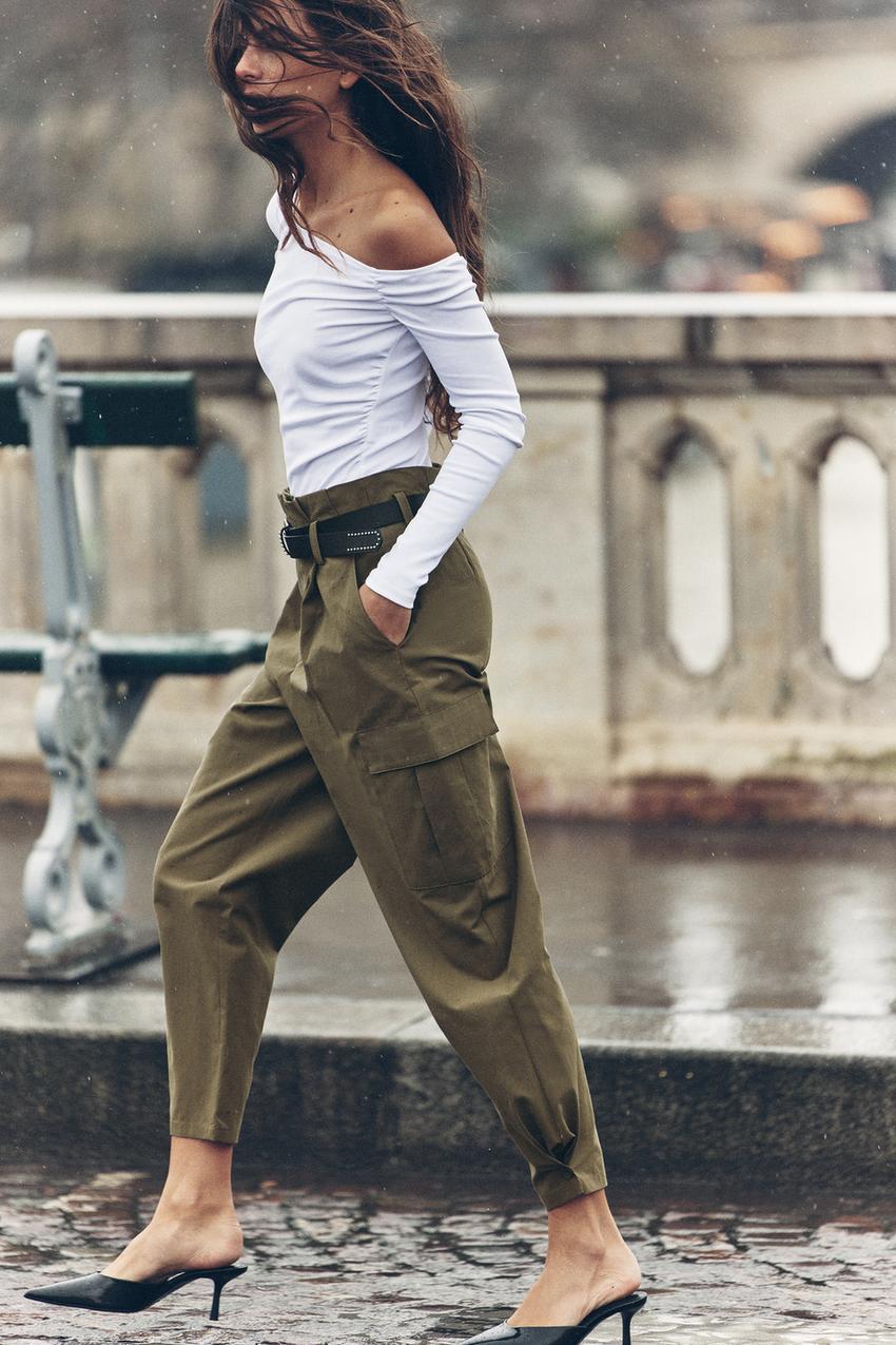 Zara high-waisted tailored green trousers – Manifesto Woman