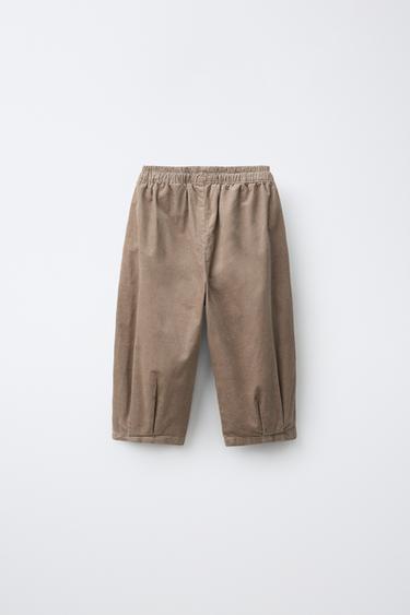 BALLOON FINE-WALE CORDUROY PANTS — Brown / Taupe 2