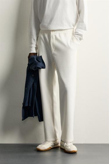 COMFORT JOGGER WAIST TROUSERS - Oyster-white by Zara