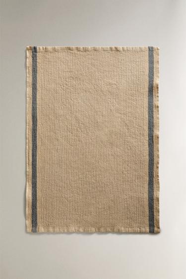 TORCHON WAFFLE À BANDE - Jaune de Zara - Image 1