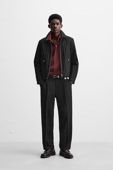 HERRINGBONE TEXTURED JACKET - Black by Zara