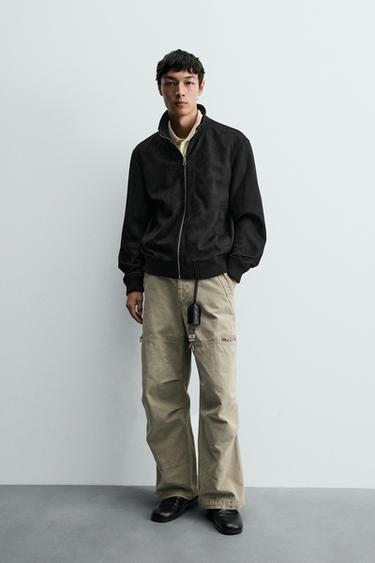 FAUX SUEDE REGULAR FIT JACKET - Black by Zara