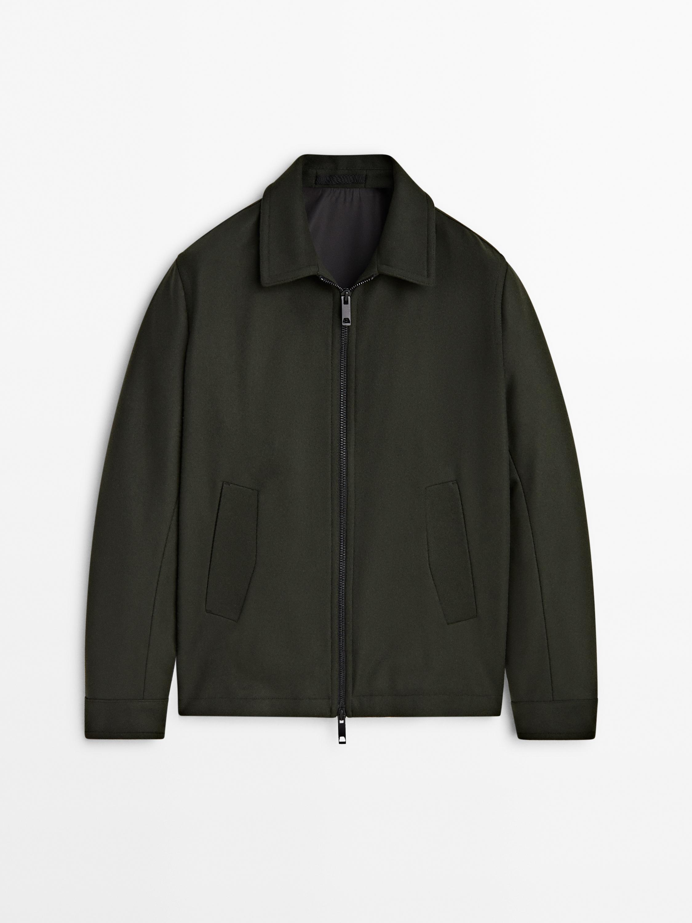 Wool blend jacket with zip - Studio - olive green | ZARA United States