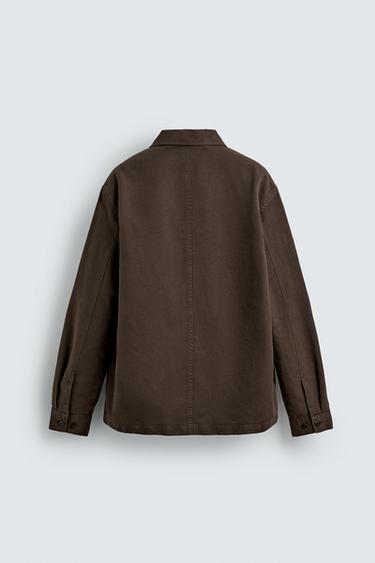 REGULAR FIT OVERSHIRT - Dark brown by Zara - Image 7