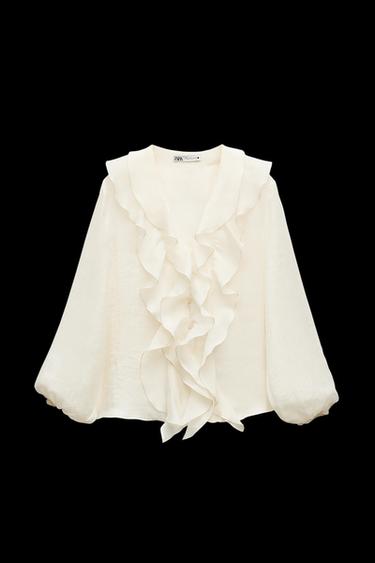 BLUSE MIT VOLANTS – ZW COLLECTION - Cremefarben von Zara - Bild 0