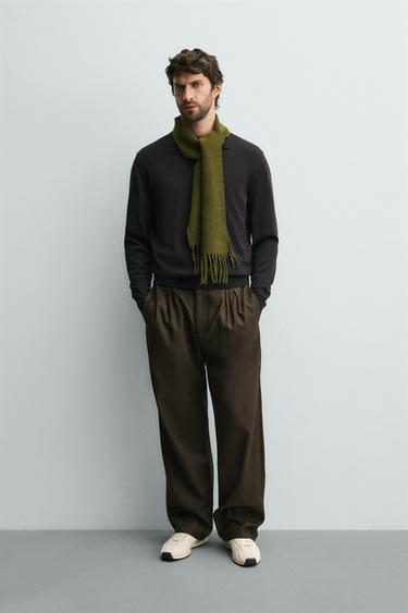 100% WOOL KNIT POLO SHIRT - Dark brown by Zara