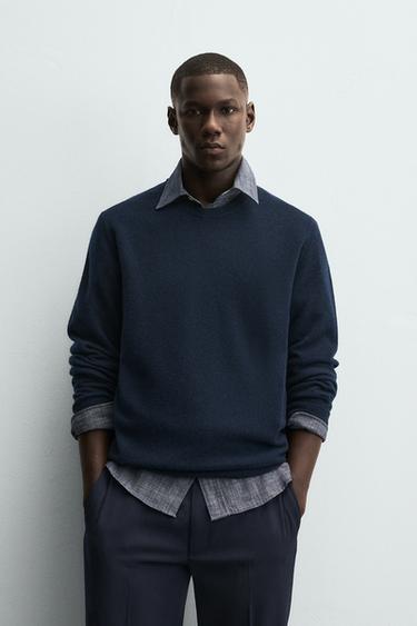WOOL BLEND JUMPER - Navy blue by Zara
