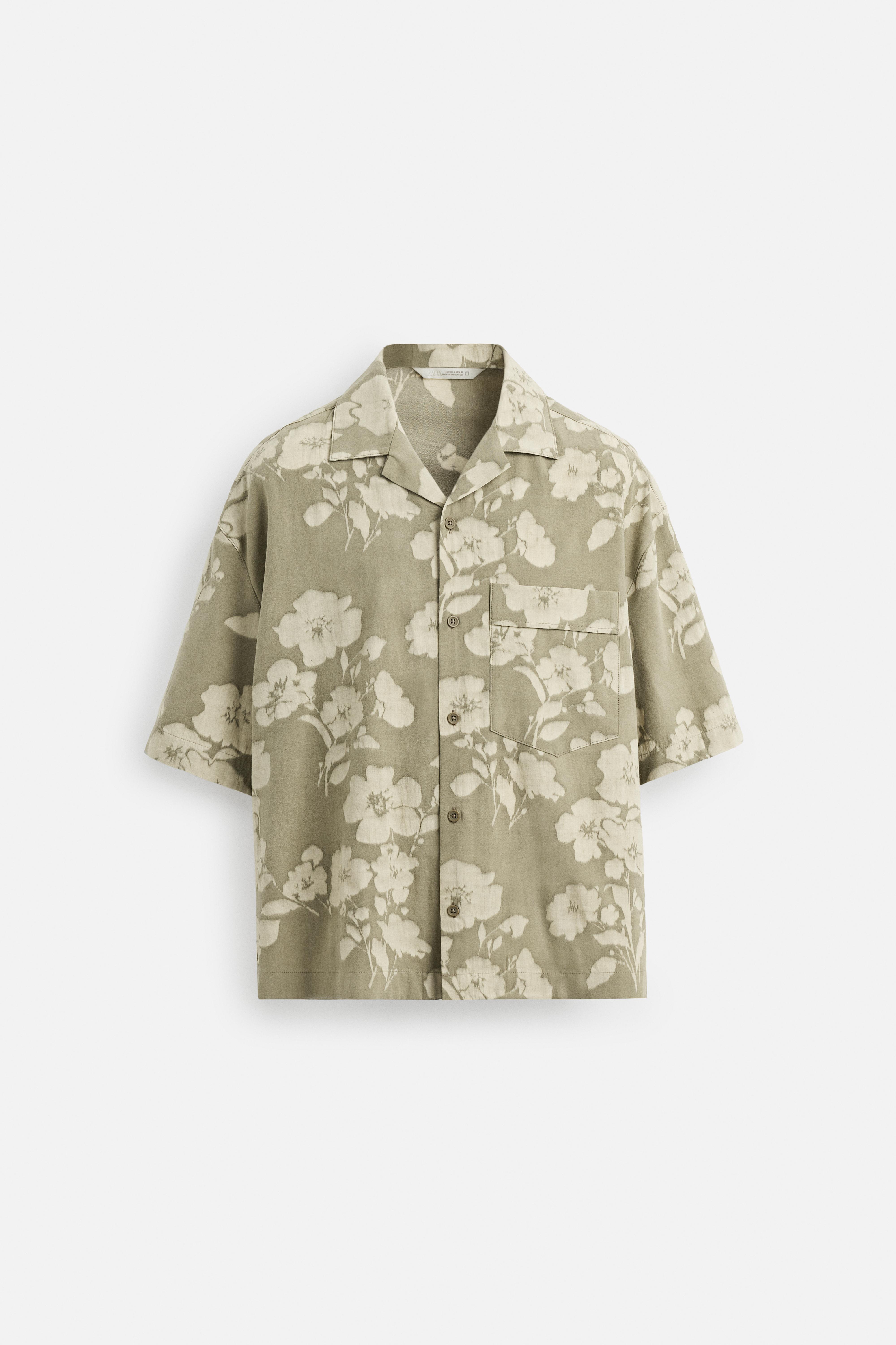 JACQUARD FLORAL SHIRT - Sage Green | ZARA Canada