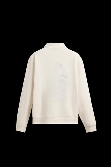 Zara BASIC QUARTER-ZIP SWEATSHIRT - Oyster-white