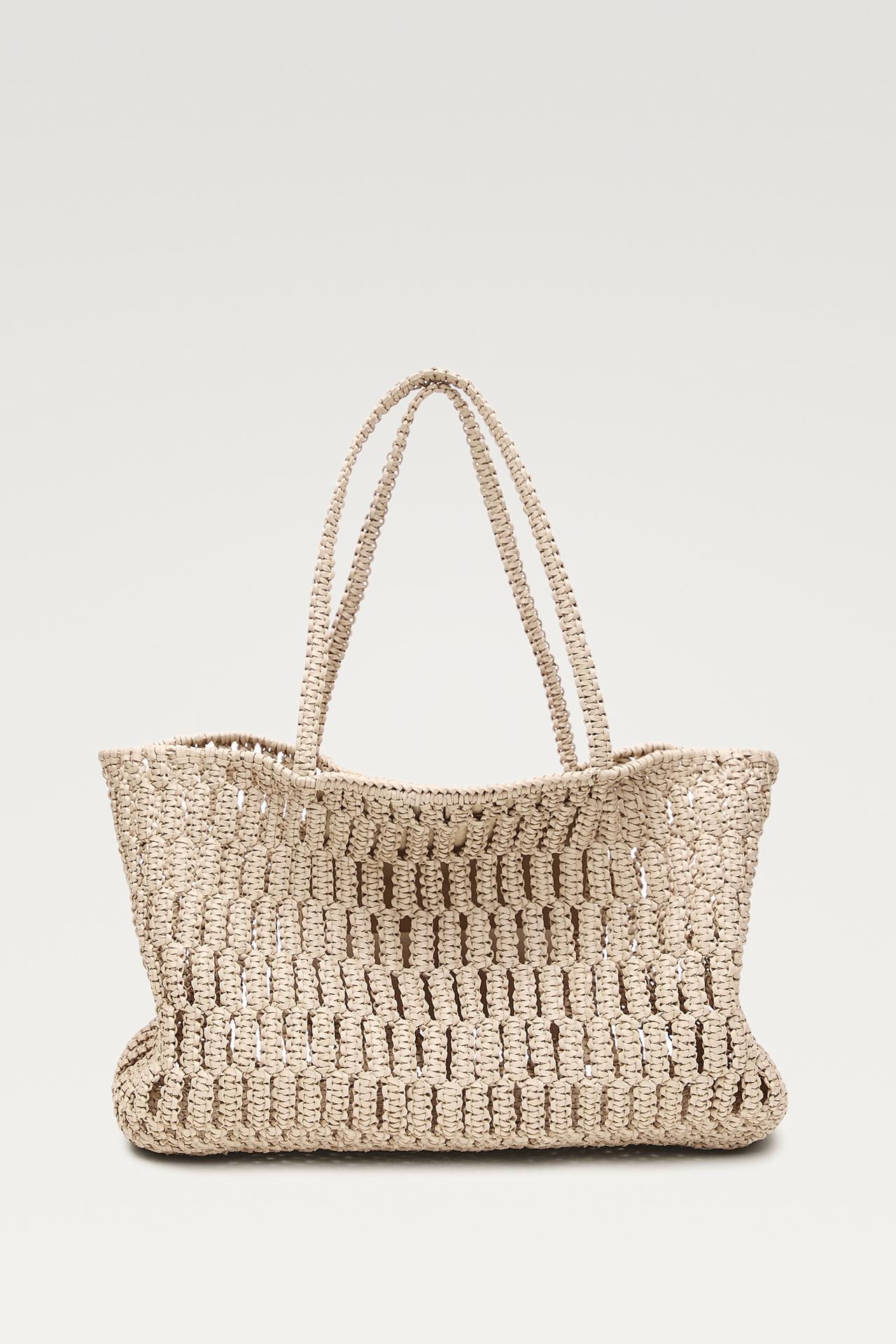 Braided nappa leather shopper bag — White