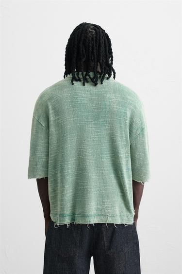 POLO EN MAILLE DÉLAVÉ - vert délavé de Zara - Image 3