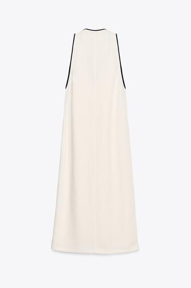 ZW COLLECTION LINEN BLEND TRIM DRESS - Ecru by Zara - Image 6