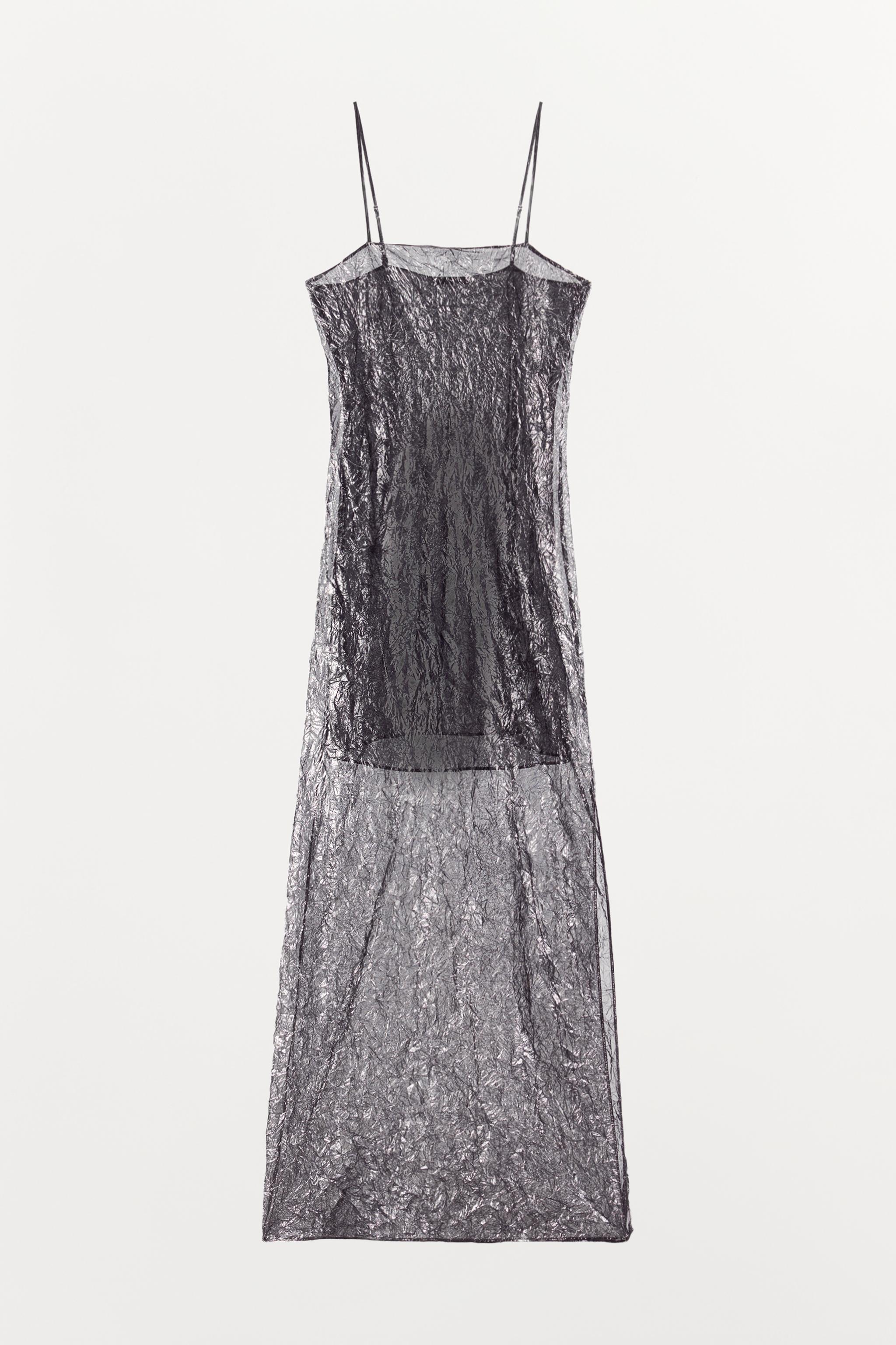 ROBE LONGUE À EFFET MÉTALLISÉ FROISSÉ