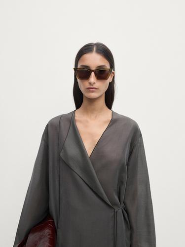 Kimono fluide avec nœud - Cobalt de Zara