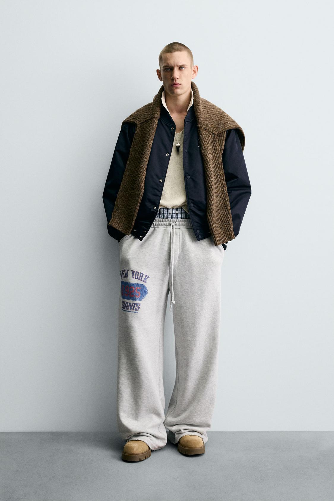 ШИРОКИЕ БРЮКИ ДЛЯ БЕГА ТРУСЦОЙ ZARA NFL NEW YORK GIANTS