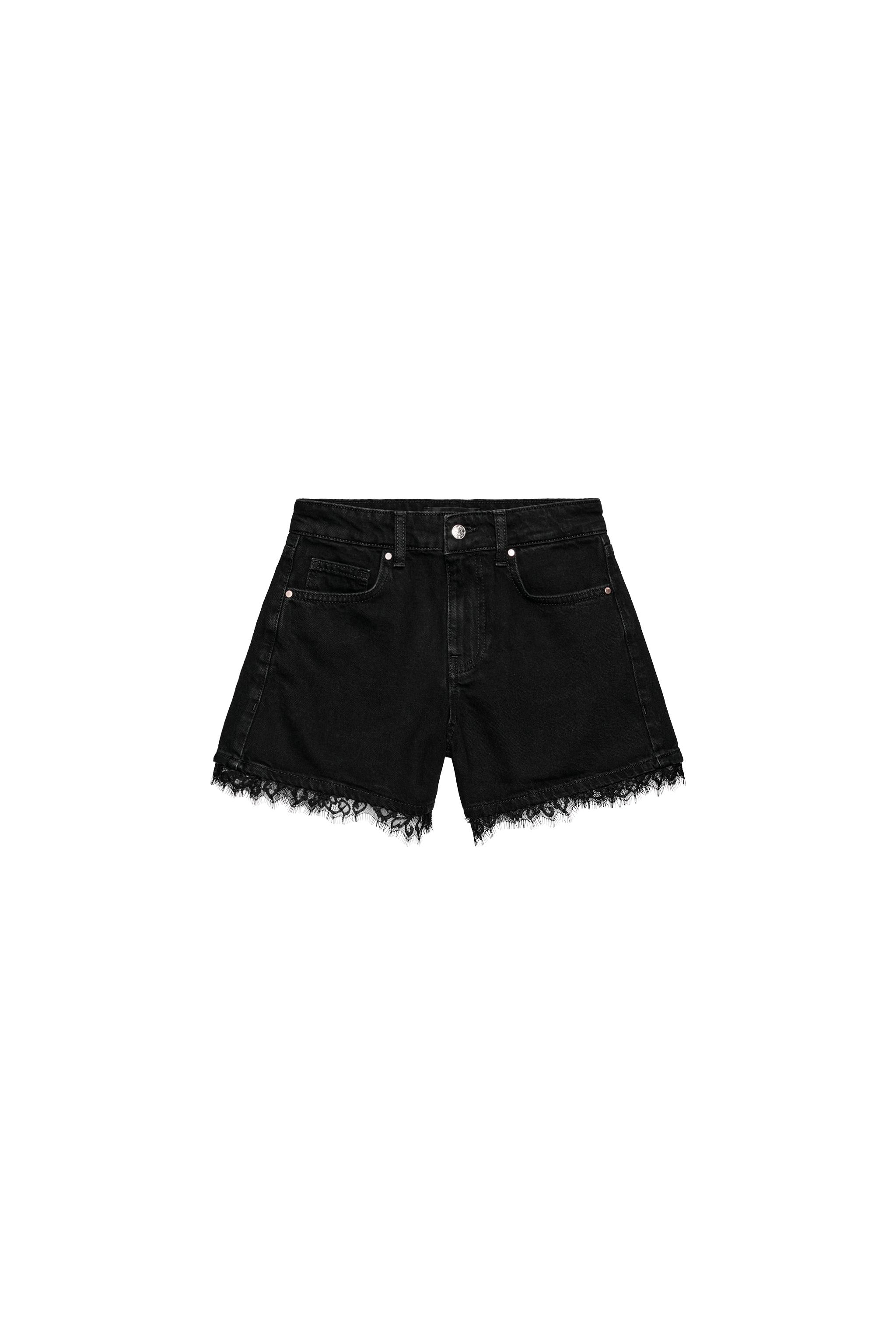 Z1975 レースデニムショートパンツ - ブラック | ZARA Japan / 日本